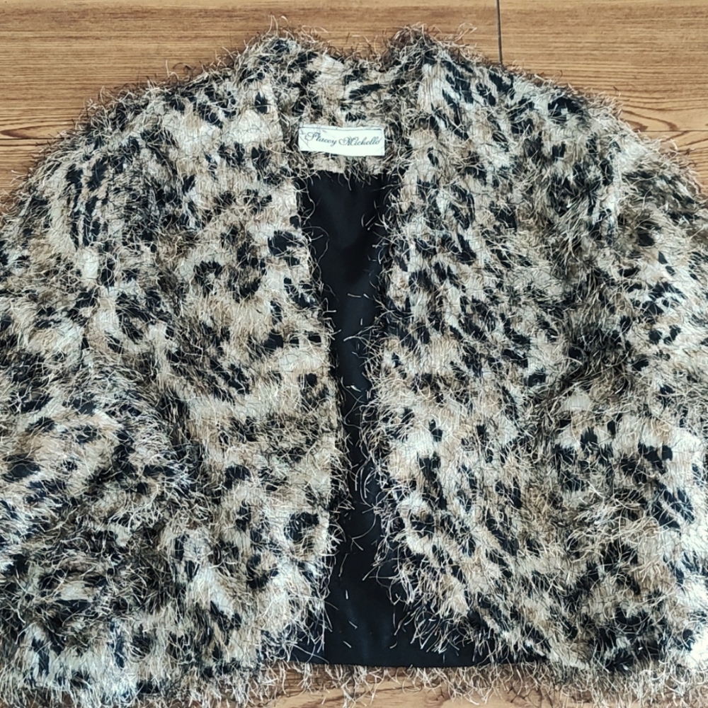 Leopard furry fuzzy jacket